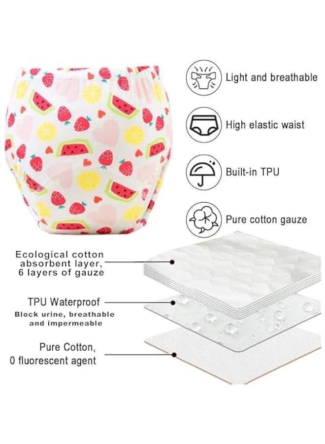 سروال تدريب على إستخدام المرحاض للاطفال من بيونتي، ملابس داخلية جيدة التهوية للتدريب على إستخدام المرحاض، ملابس داخلية للاطفال الصغار بعمر 0-3 سنوات، سراويل تدريب قطنية قوية الامتصاص، 6 قطع - Image 4