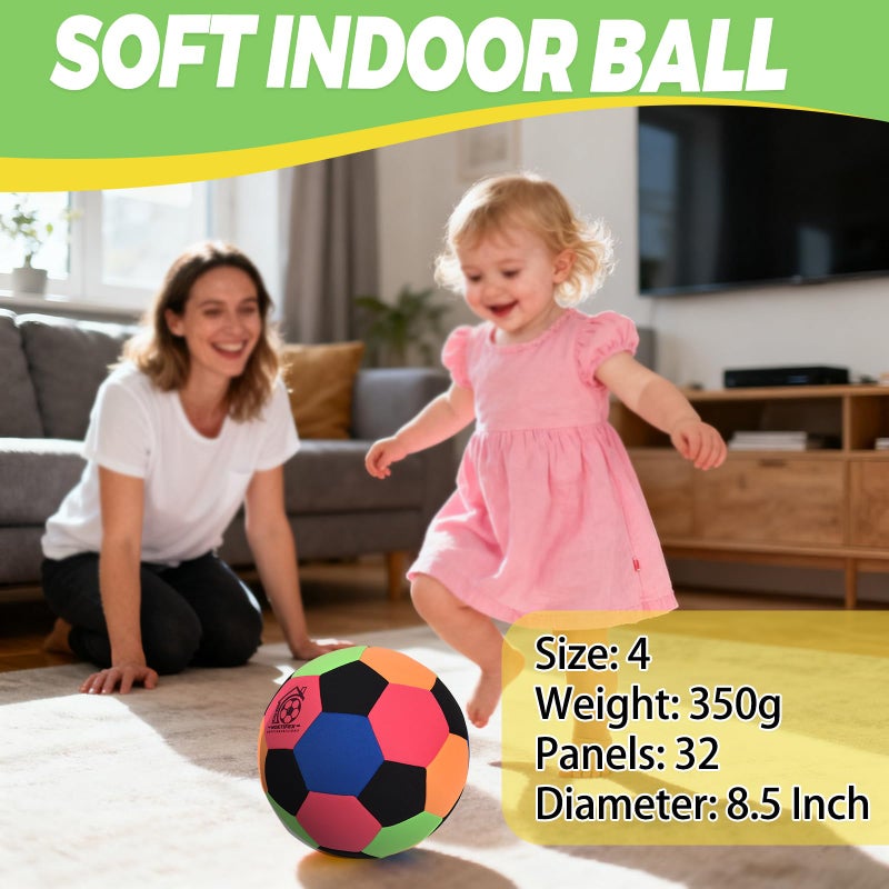 Noetifex Size 4 Soft Fabric Soccer Ball Safe Silent Indoor Ball for Youth, Lightweight House Training Ball for Dribbling & Juggling at Home(Deflated) - Image 3