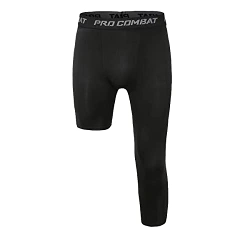Jonscart Men's 3/4 One Leg Compression Capri Tights Pants Athletic Base Layer Underwear (Black-L,S) - Image 1
