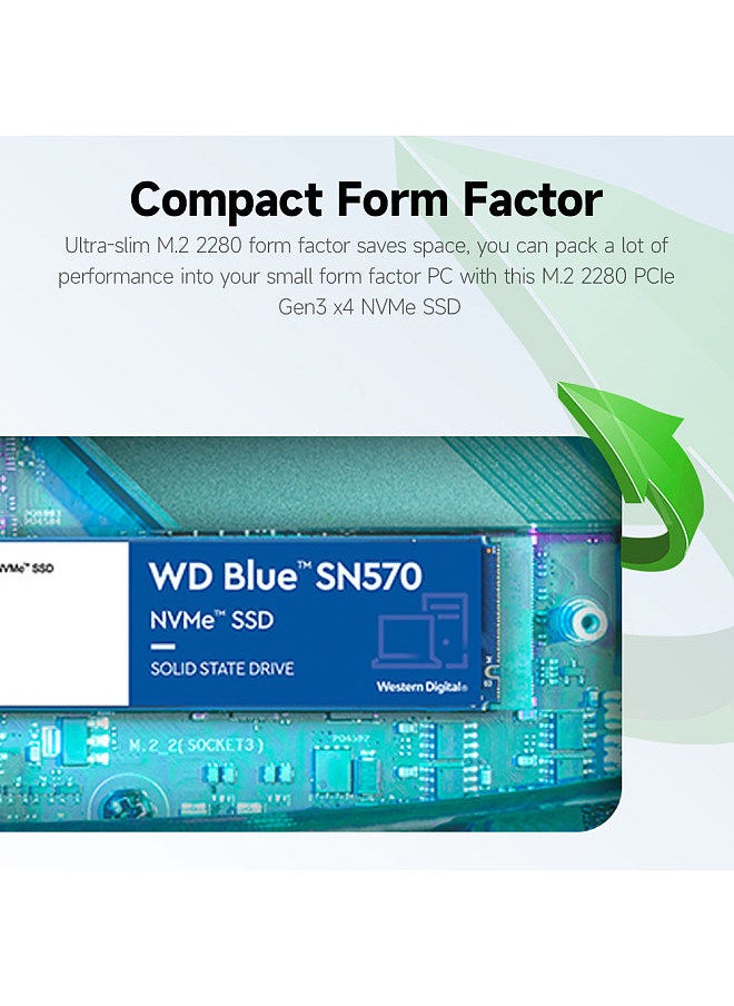 WD - WD Blue SN570 1TB SSD NVMe Solid State Drive M.2 2280 Interface Large Capacity High-speed Transmission Slim Compact SSD - Image 1