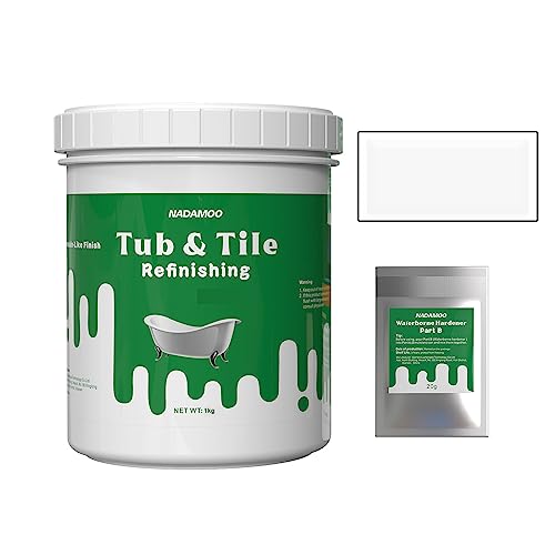 NADAMOO Tub and Tile Refinishing Kit White Without Tools，1kg / 35 oz Emulsion and 20g Hardener - Image 1