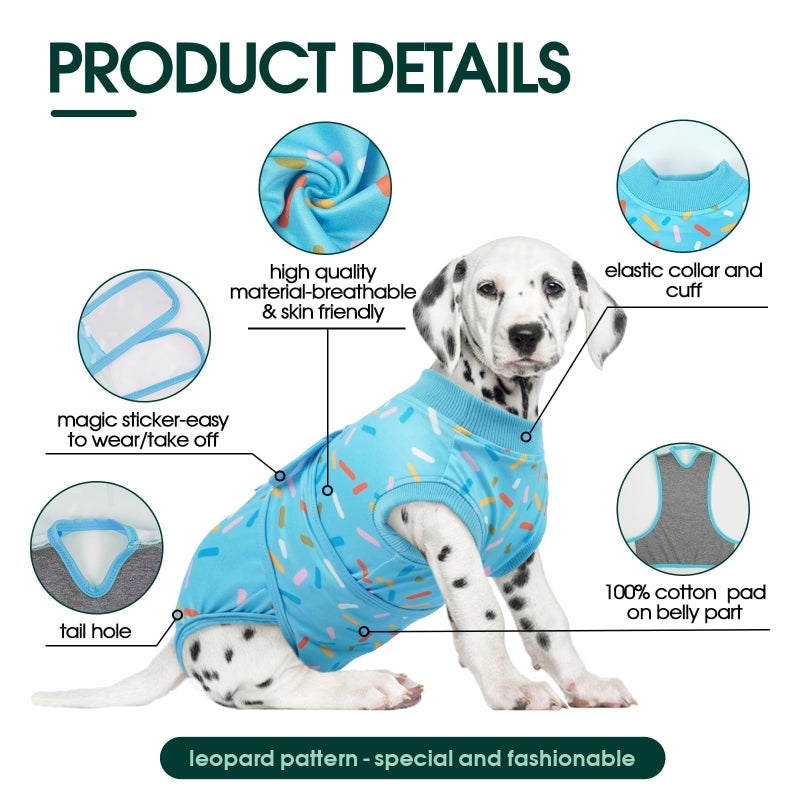 Kuoser Dog Surgery Suit, Dog Surgery Suit Male Neuter, Comfy Puppy Recovery Suit Doggie Onesie, Post-Op Onesie for Female & Male Dogs, Soft Protective Wear, BlueRibbon XS - Image 3