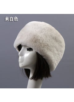 Thickened Fur Beanie Winter Velvet Cap Women Off-white short-wool flat cap