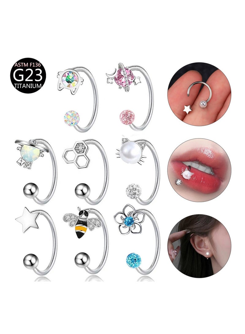 Innoshine G23 Titanium Nose Piercing Ring  Earring Hypoallergenic  Nose Ring Lip Ring Secure Body Piercing Jewelry for Sensitive Skin - Image 2