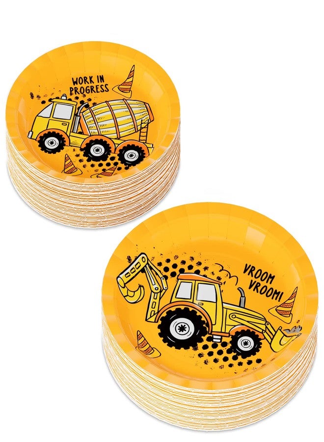 DYLIVeS 100 Pack Construction Birthday Party Plates, Construction Theme Tableware Dump Truck Party Supplies for Appetizer, Dinner for Boys, Disposable Excavator 9'' & 7'' Paper Plates, Serves 50 - Image 4