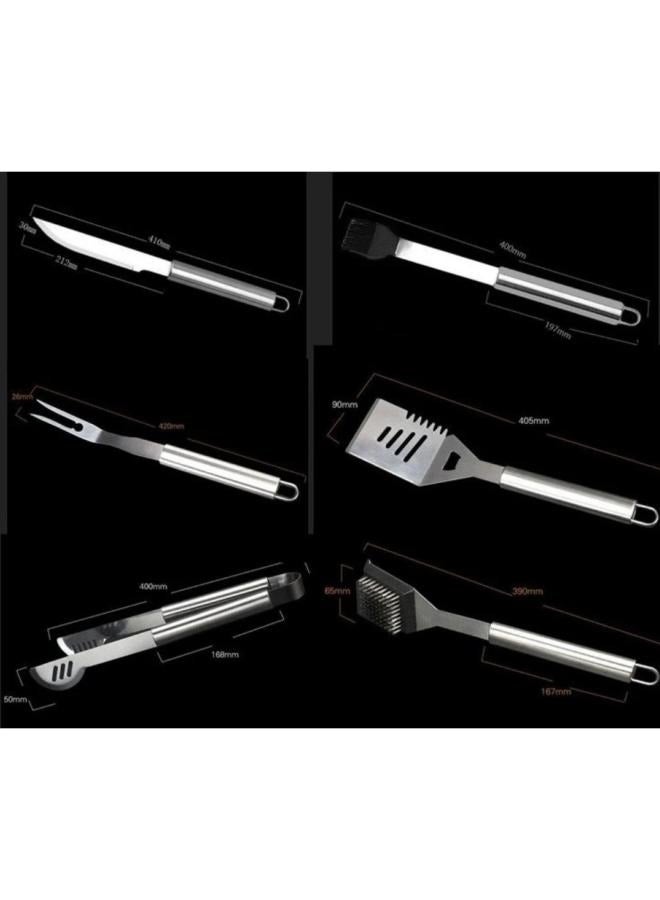 Camping Outdoor Cooking Tool 10Pieces  Set Stainless Steel Barbecue Tool Set Spatula Fork Tongs Knife Brush Skewers Barbecue Utensils - Image 2