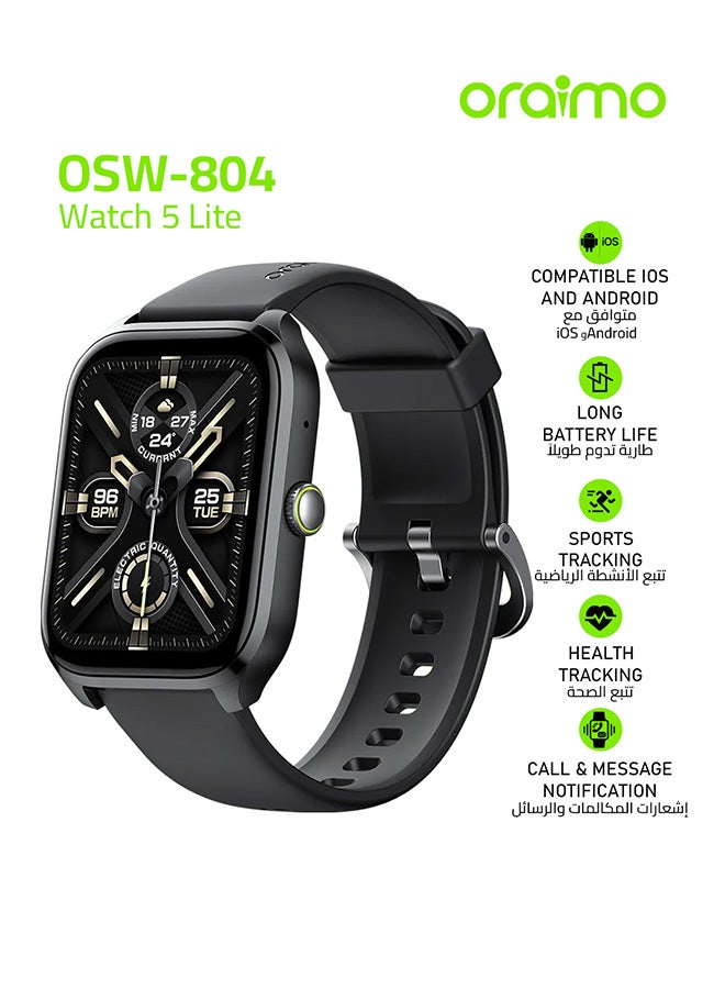 Oraimo 300 mAh Smart Watch 5 Lite 2.01-Inch HD - Black - Image 1