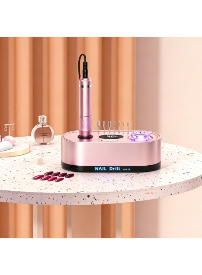 jaexest Electric Nail Drill Pen – Pink USB Manicure Grinding & Polishing Tool with 6 Bits | Rechargeable Nail File Kit for Acrylic, Gel & Natural Nails – Variable Speed 0-20000RPM, Lightweight & Portable - Image 2