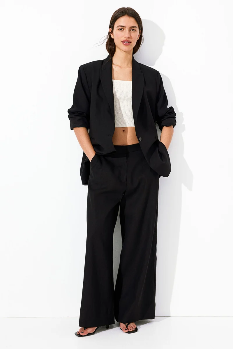 اتش اند ام بنطلون واسع من مزيج الكتان