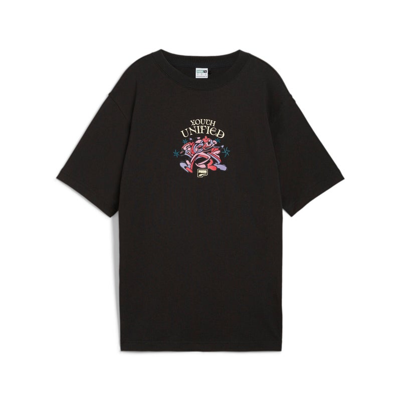 PUMA DOWNTOWN Womens Black Relaxed Graphic T-shirt - Image 4