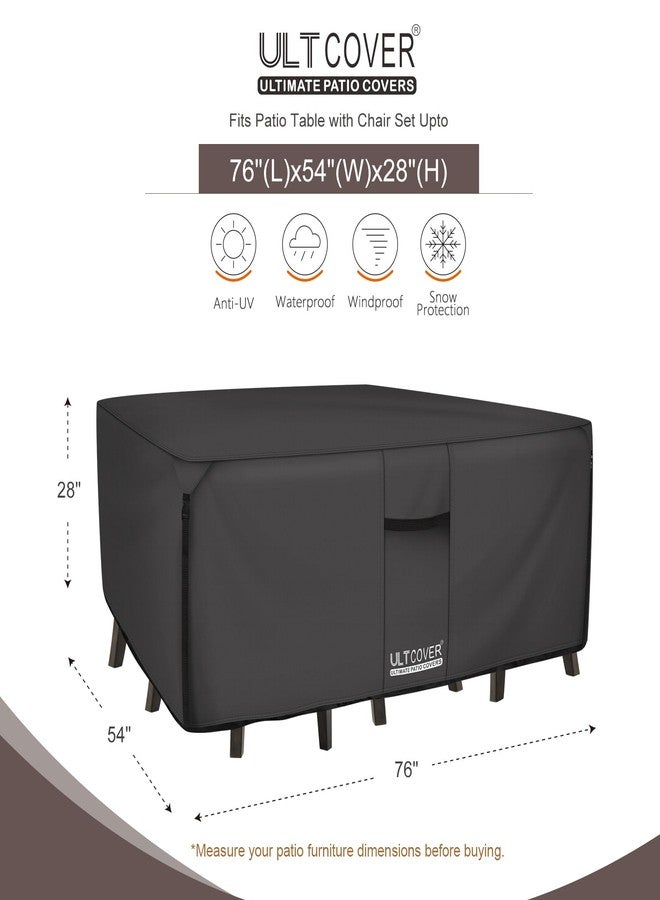 ULTCOVER 600D Tough Canvas Heavy Duty Rectangular Patio Table and Chair Cover - Waterproof Outdoor General Purpose Furniture Covers 76Lx54Wx28H inch, Black - Image 2