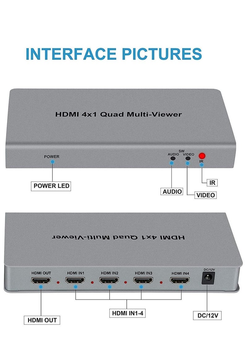 4X1 HDMI Multi-viewer HDMI Quad Screen Real Time Multiviewer with HDMI Seamless Switcher Function Full 1080P&3D Support 5 Modes for PS3/PC/STB/DVD (4X1 HDMI Multi-viewer)(TD-427H-05)