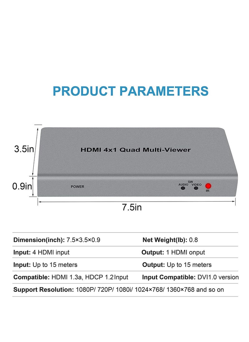 4X1 HDMI Multi-viewer HDMI Quad Screen Real Time Multiviewer with HDMI Seamless Switcher Function Full 1080P&3D Support 5 Modes for PS3/PC/STB/DVD (4X1 HDMI Multi-viewer)(TD-427H-05)