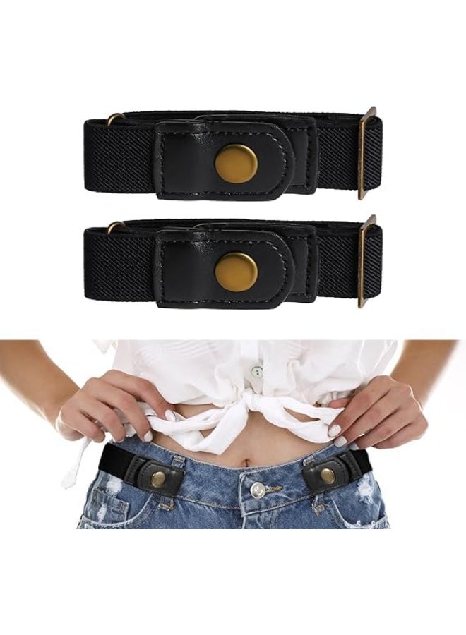 HZYH 2pcs No Buckle Belt for Men and Women, Adjustable Stretch Belt, Invisible Side Belt, Buckle-Free Design for Comfortable Fit, Elastic Waist Belt for Casual or Formal  Wear - Image 1
