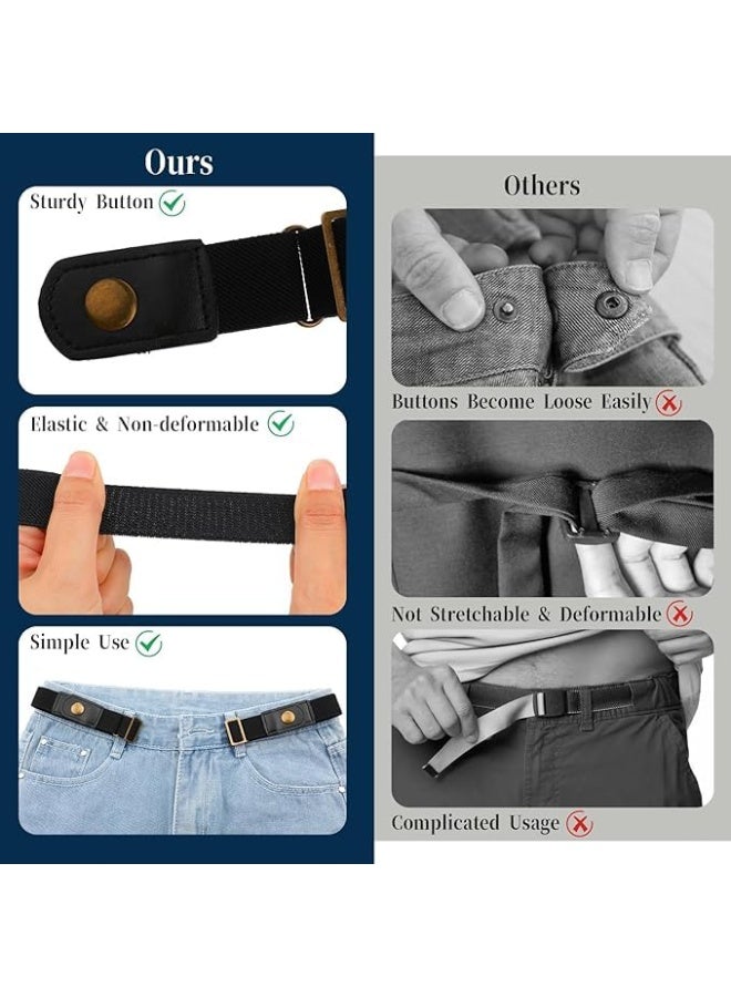 HZYH 2pcs No Buckle Belt for Men and Women, Adjustable Stretch Belt, Invisible Side Belt, Buckle-Free Design for Comfortable Fit, Elastic Waist Belt for Casual or Formal  Wear - Image 2