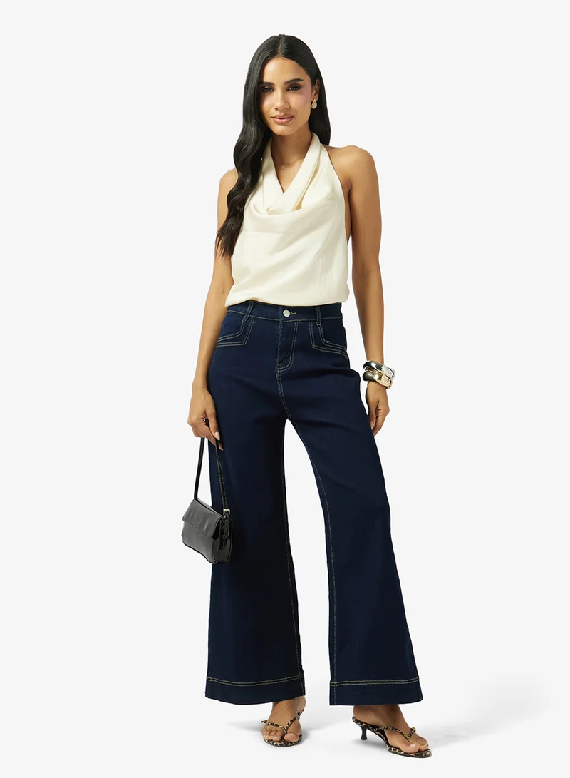 جينجر High Rise Wide Leg Jeans