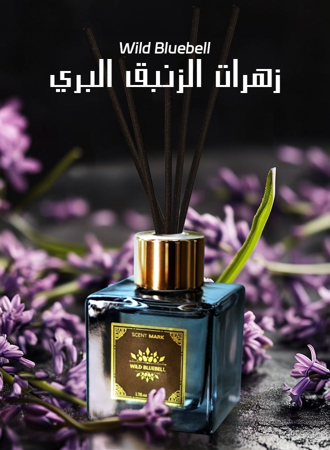 Litus Home Perfume Reed Diffuser, Wild Bluebell(Fresh Dew Aroma)  Fragrance,5 Rattan Reeds,50ml  - Image 1