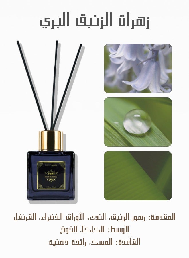 Litus Home Perfume Reed Diffuser, Wild Bluebell(Fresh Dew Aroma)  Fragrance,5 Rattan Reeds,50ml  - Image 2