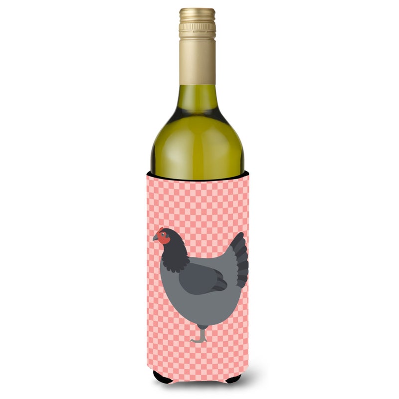 Caroline's Treasures ""Caroline's Treasures Jersey Giant Chicken Pink Check Decorative Bottle Hugger  750 ml  Multicolor""