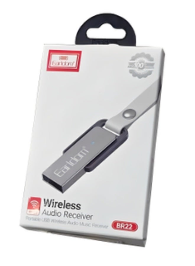 Earldom Wireless Audio Receiver BR22, USB Adapter for Playing Music on Car Audio Systems or Speakers , Compatible with iOS and Android , Operating Range up to 10m , Small and Portable Design , Stylish Silver Color - Image 2