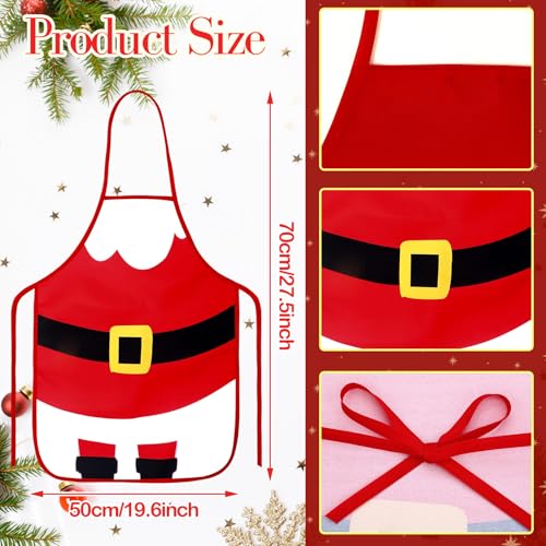 Toulite 10 Pcs Santa Claus Christmas Apron Adjustable Kitchen Cooking Aprons BBQ Bib Funny Chef Apron for Women men XmasRed and White - Image 3