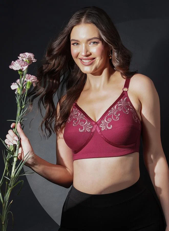 كلوفيا Non-Padded Non-Wired Full-Figure Bra - Cotton Rich