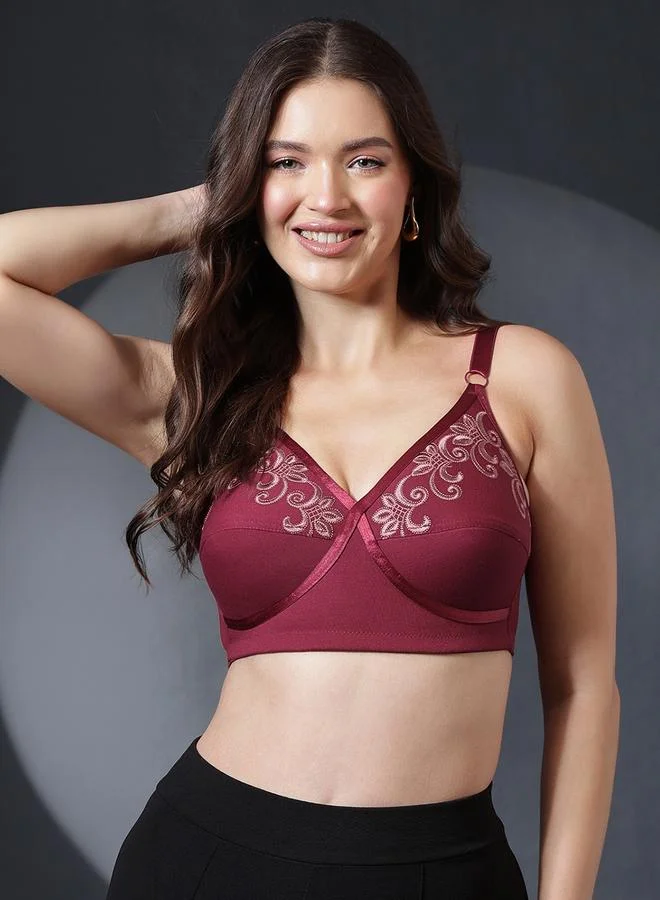 كلوفيا Non-Padded Non-Wired Full-Figure Bra - Cotton Rich