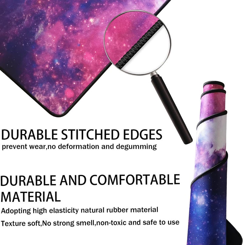 TEDNETGO Large Extended Gaming Mouse Pad, Long Mouse Pads, Extra Large Big Mouse Pad with Stitched Edge, XXL Non-Slip Computer Computer Keyboard Mat for Gamer/Desktop/Office/Home, Galaxy - Image 2