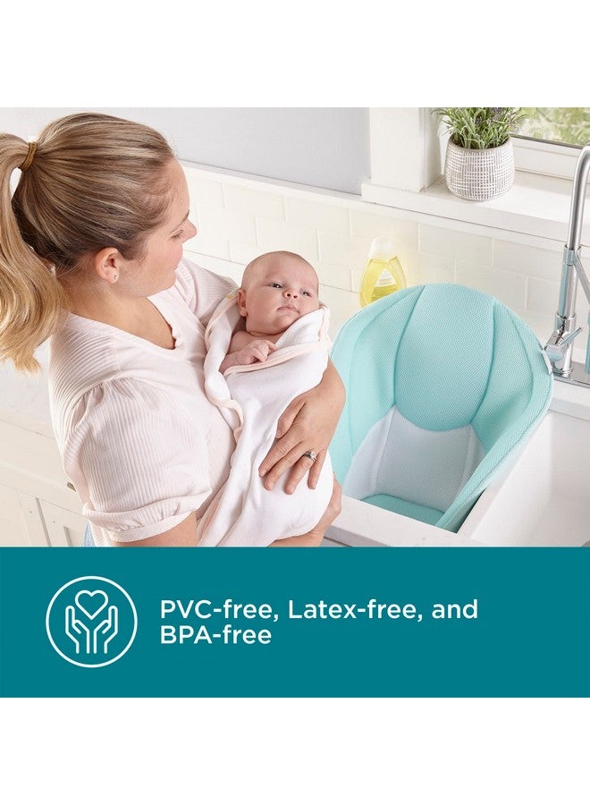 Contours Cozy Infant Sink Bather, Supportive Baby Bath Seat, Plush 3D Mesh Cushion, Quick-Dry Materials, Baby Bath for Sink, Infant Bath for 0-6 Months - Blue, Mint - Image 4