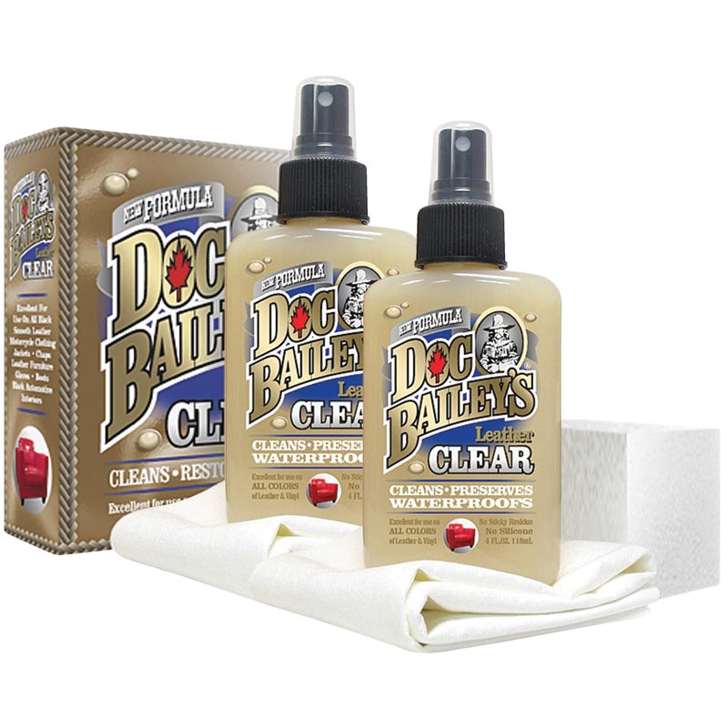 Doc Baileys Clear Leather Cleaner and Conditioner - Waterproof Fine Leather Softener for Boots, Saddles & More - 4oz, 2 Packs - Image 1