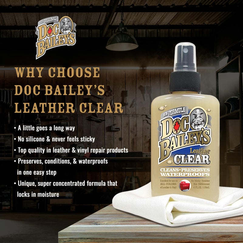 Doc Baileys Clear Leather Cleaner and Conditioner - Waterproof Fine Leather Softener for Boots, Saddles & More - 4oz, 2 Packs - Image 3