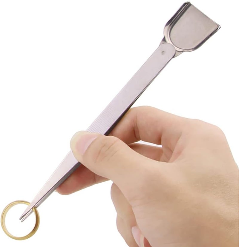 lasenersm 2 Pieces Stainless Steel Tweezers with Shovel Stainless Steel Handy Tweezer with Shovel Diamond Gem Tweezers Jewelry Tweezers with Scoop Gems Pick Up Beads Tools for Beads Gems Diamond - Image 5