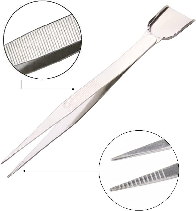 lasenersm 2 Pieces Stainless Steel Tweezers with Shovel Stainless Steel Handy Tweezer with Shovel Diamond Gem Tweezers Jewelry Tweezers with Scoop Gems Pick Up Beads Tools for Beads Gems Diamond - Image 4