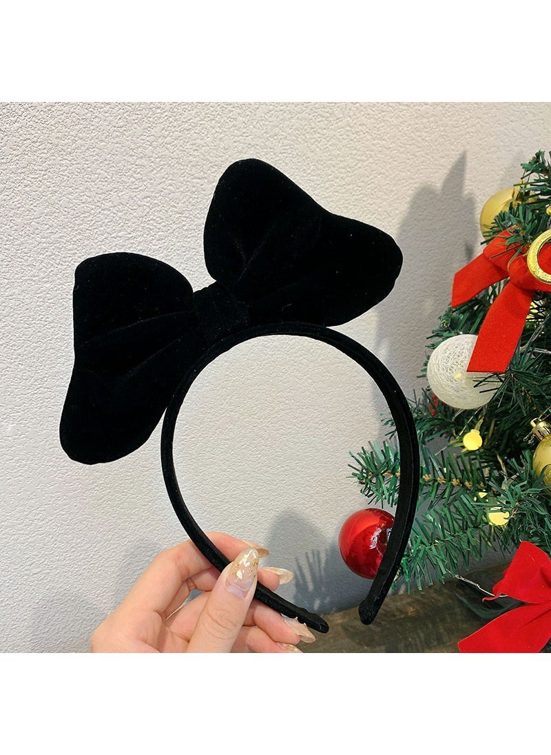 Generic Spring Summer Red Velvet Bow Headband B2# Black bow velvet headband 