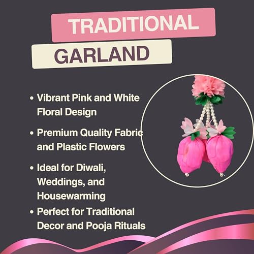 JOYNAGAR Artificial Lotus Toran Garland 3 ft, Set of 4 – Washable Fabric Flowers with Double Lotus Latkan for Diwali, Pooja Mandir, Wedding & Backdrop Decoration - Image 5