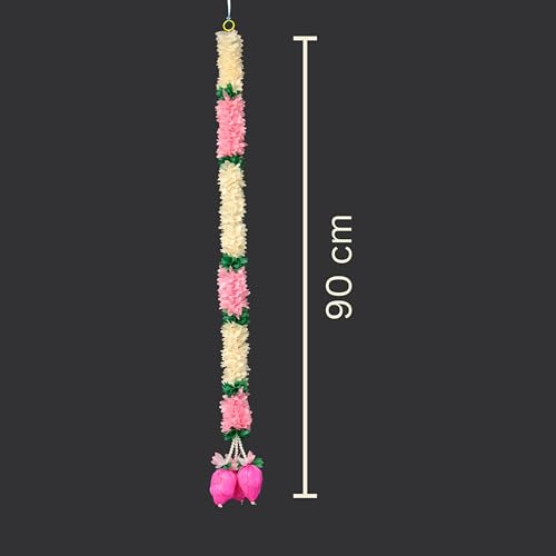 JOYNAGAR Artificial Lotus Toran Garland 3 ft, Set of 4 – Washable Fabric Flowers with Double Lotus Latkan for Diwali, Pooja Mandir, Wedding & Backdrop Decoration - Image 4