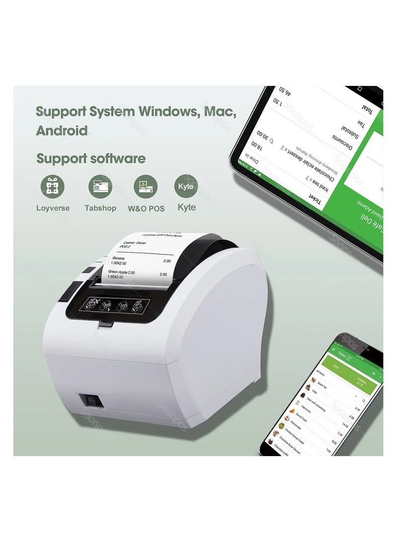 AROAQ Bluetooth Thermal Receipt POS Printer 58mm and 80mm with Auto Cutter and USB LAN Ethernet Connectivity for Kitchen and Retail Printing - Image 3