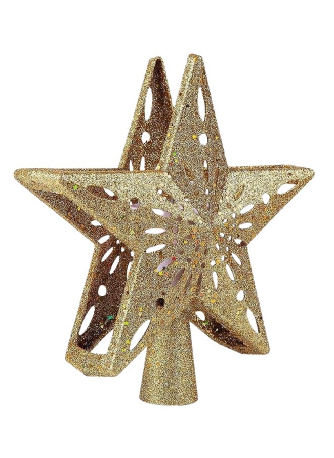 Generic - Tree Topper Lighted LED Rotating  Sharp and Clear Projector 3D Star Tree Topper-6 Slides-Gold - Image 1