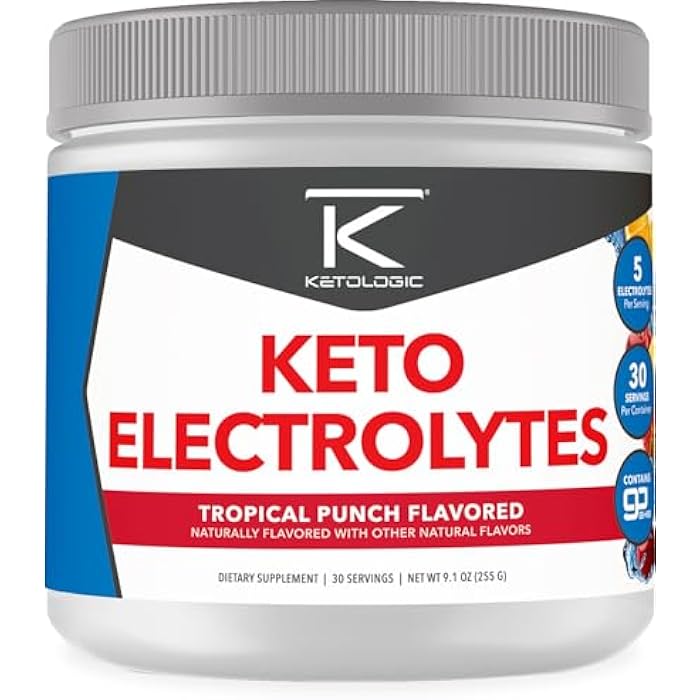 Ketologic Keto Electrolyte Powder (Tropical Punch) 30 Servings - Sugar-Free Hydration Drink Mix with goBHB Complex - Image 1