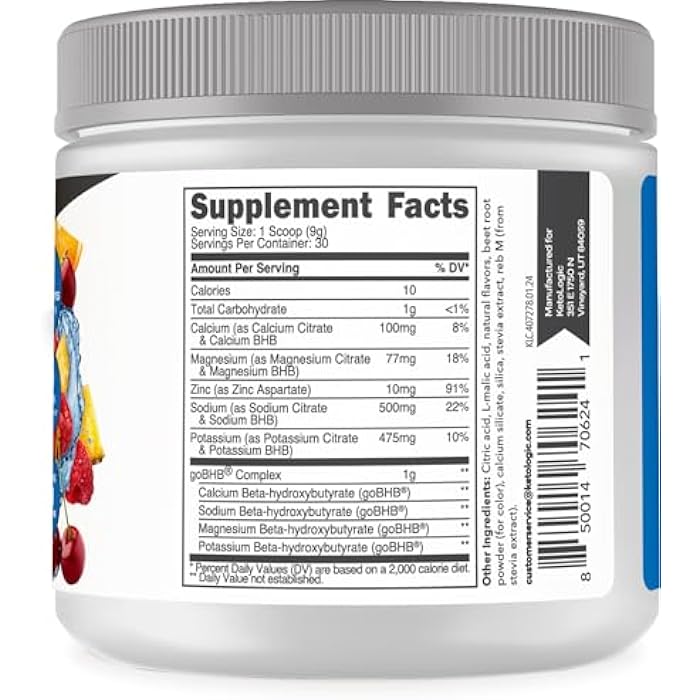 Ketologic Keto Electrolyte Powder (Tropical Punch) 30 Servings - Sugar-Free Hydration Drink Mix with goBHB Complex - Image 4