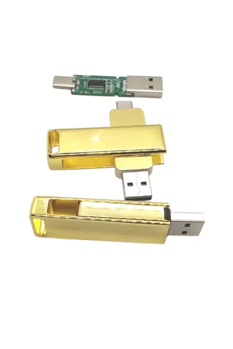 USB Flash Memory Stick, 2 In 1 Portable Thumb Drive, Compact And Durable USB Flash Drive, High Speed Pen Drive For Mobile Phones Tablets Laptops, (1pc, Golden, 64GB) - Image 3