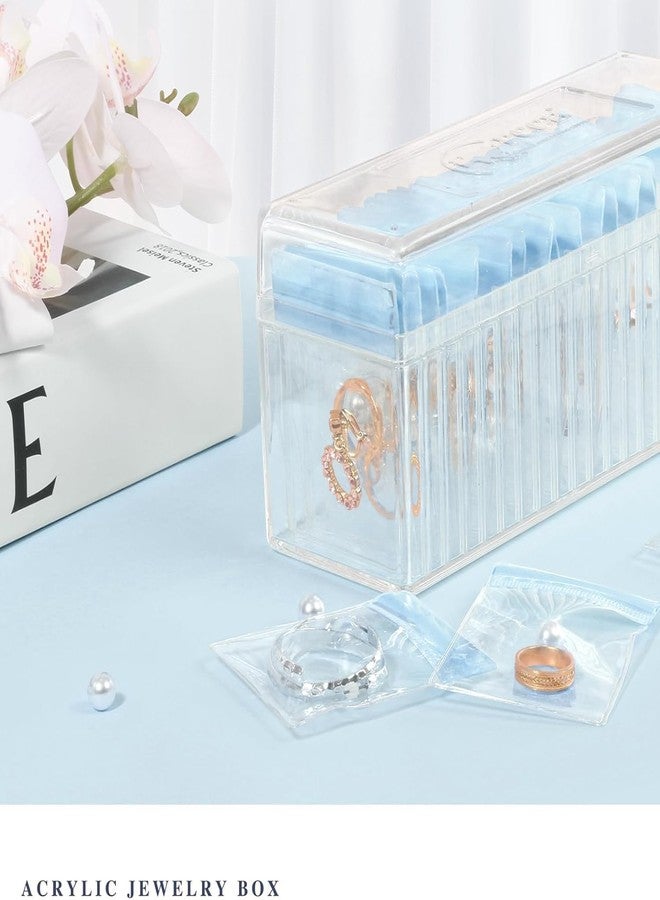 KEYOZA منظم مجوهرات أكريليك من كيوزا، حامل منظم مجوهرات شفاف مع 20 حقيبة مجوهرات محمولة مضادة للتشوه، حقيبة مجوهرات للسفر للأقراط/الخواتم/القلائد للنساء والفتيات - Image 2