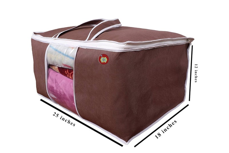 ABBASI Non Woven Pieces Underbed Storage Bag Storage Organizer Blanket Cover pack of 2 Brown - Image 4