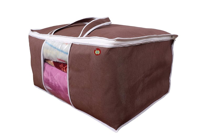 ABBASI Non Woven Pieces Underbed Storage Bag Storage Organizer Blanket Cover pack of 2 Brown - Image 3