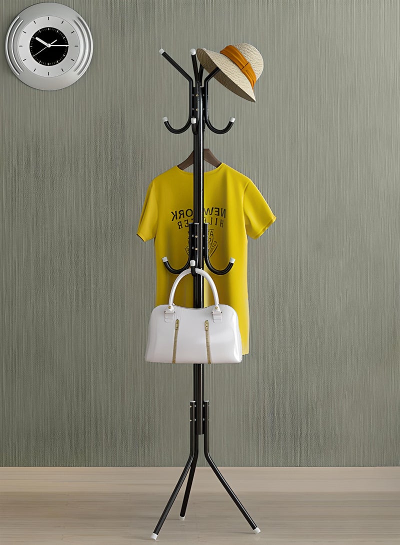 Toshionics 3 Tier Multi-Functional Metal Coat Rack With 12 Hooks Mind Reader Hanger Free Standing Hat Hanger Handbags Scarf Umbrella Jacket Clothes Tree Stand Jacket Storage For Entryway Hallway Bedroom Office - Image 1