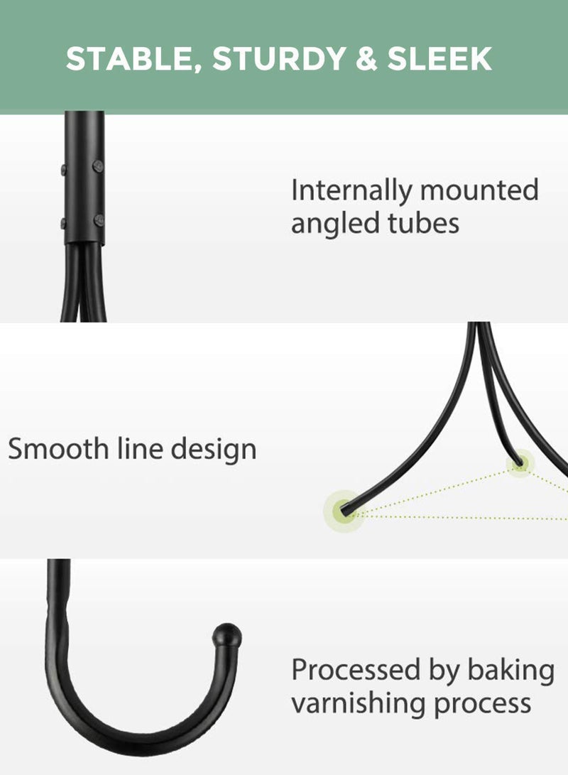 Toshionics 3 Tier Multi-Functional Metal Coat Rack With 12 Hooks Mind Reader Hanger Free Standing Hat Hanger Handbags Scarf Umbrella Jacket Clothes Tree Stand Jacket Storage For Entryway Hallway Bedroom Office - Image 5