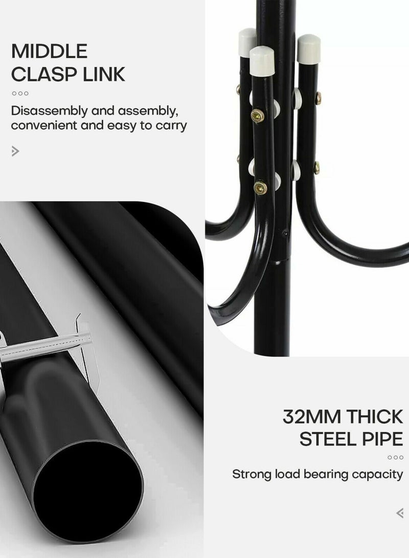 Toshionics 3 Tier Multi-Functional Metal Coat Rack With 12 Hooks Mind Reader Hanger Free Standing Hat Hanger Handbags Scarf Umbrella Jacket Clothes Tree Stand Jacket Storage For Entryway Hallway Bedroom Office - Image 3