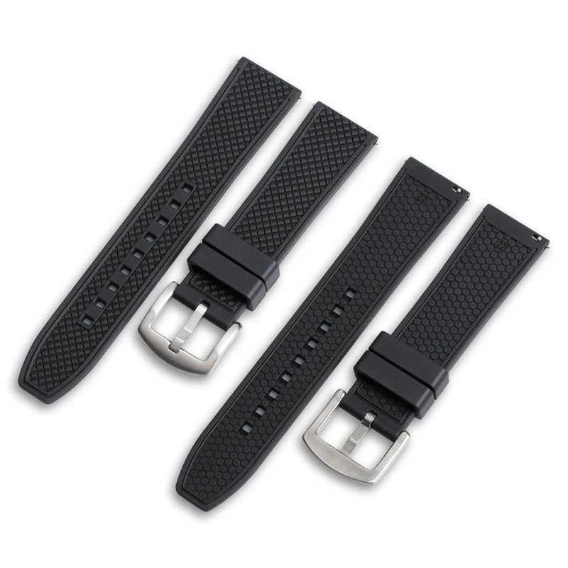 Bluejw 18/19/20/21/22/24mm FKM Rubber Watch Strap Replacement – Breathable Sports Band for Smartwatches and Fitness Trackers - Image 1