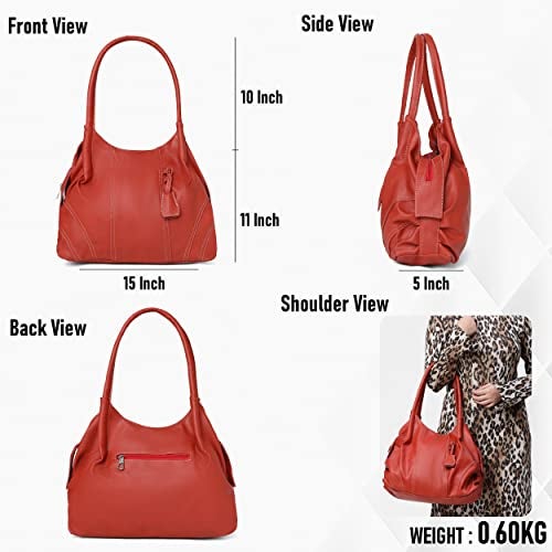 Fostelo Women's Dale Satchel Tote Handbag for Women | Ladies Purse | Stylish Shoulder Bag | Gift For Women | Red - Image 3