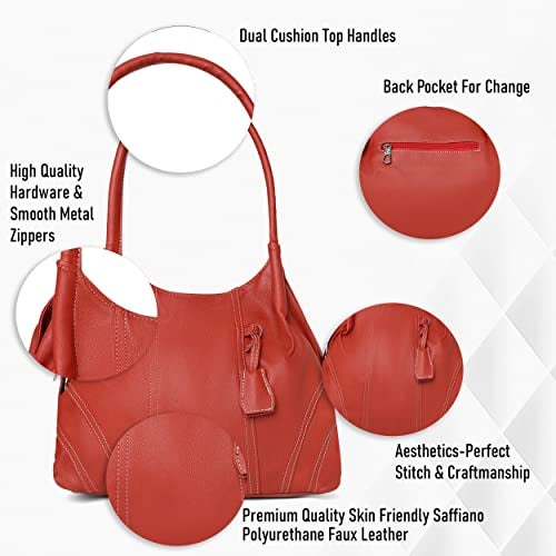 Fostelo Women's Dale Satchel Tote Handbag for Women | Ladies Purse | Stylish Shoulder Bag | Gift For Women | Red - Image 2